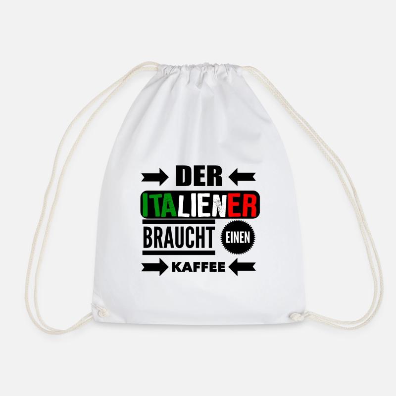 the italian needs coffee - Drawstring Bag - white