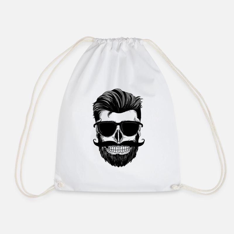 Totenkopf Sonnenbrille Bart Skull Geschenk - Turnbeutel - Weiß