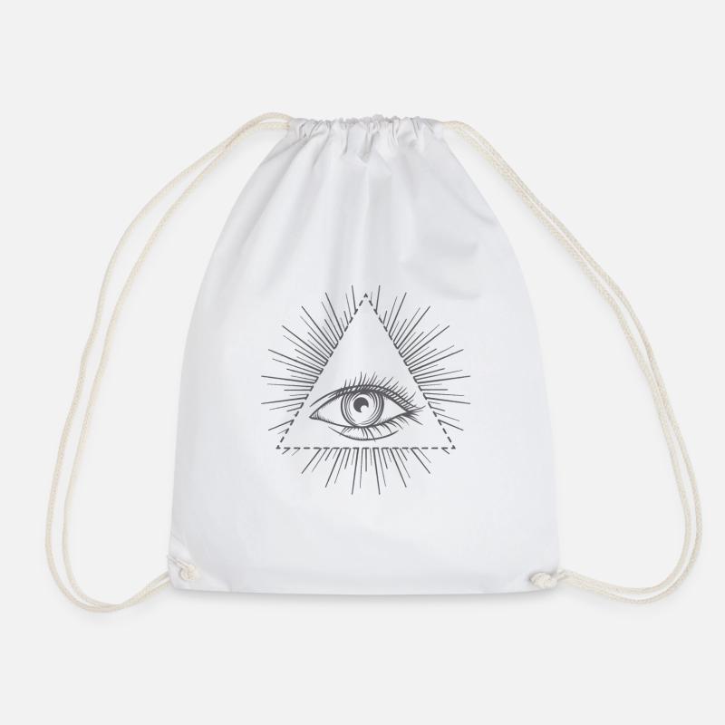 Illuminati Eye - Drawstring Bag - white