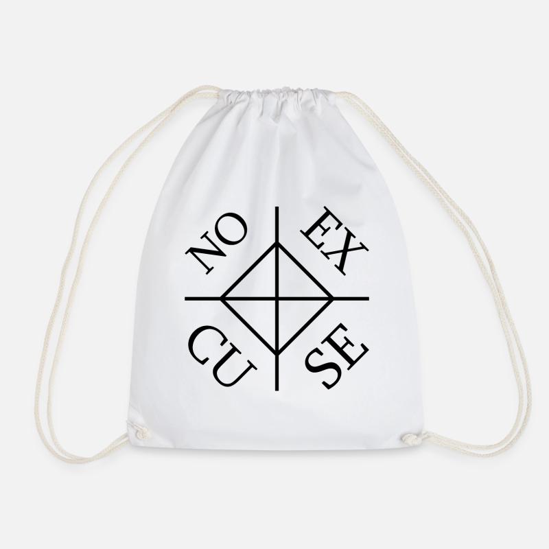 NO EXCUSE - Drawstring Bag - white