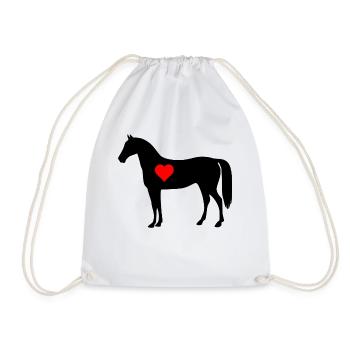 Reiten Herz Dressur Geschenk Pferd Pferde Pony - Turnbeutel - Weiß - Vorne