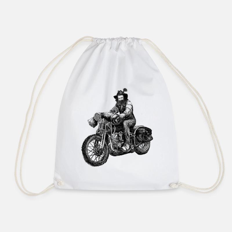 Bavarian Biker - Drawstring Bag - white