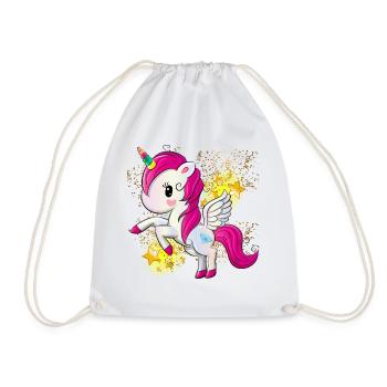 Cute Unicorn Shirt - Drawstring Bag - white - Front