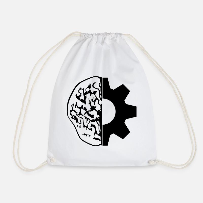 think brain intelligent engineer gear mechan - Drawstring Bag - white