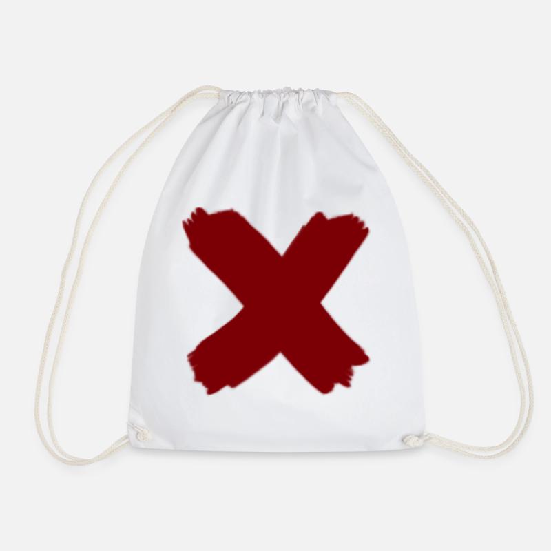 X red - Drawstring Bag - white