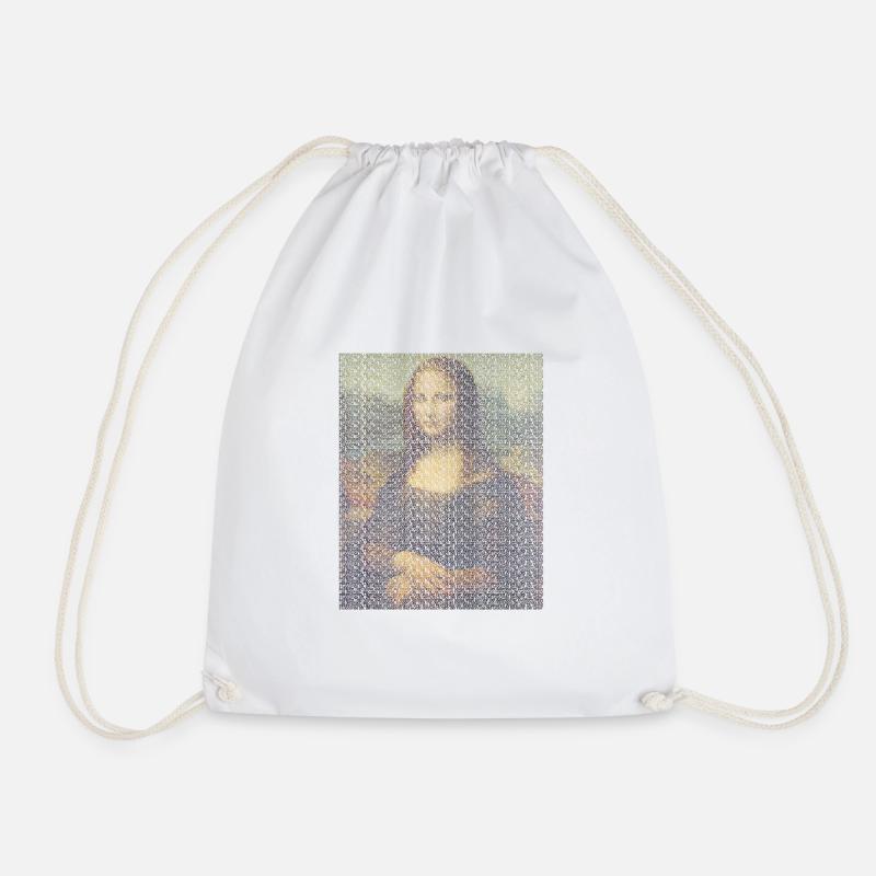 Mona Lisa font - Drawstring Bag - white
