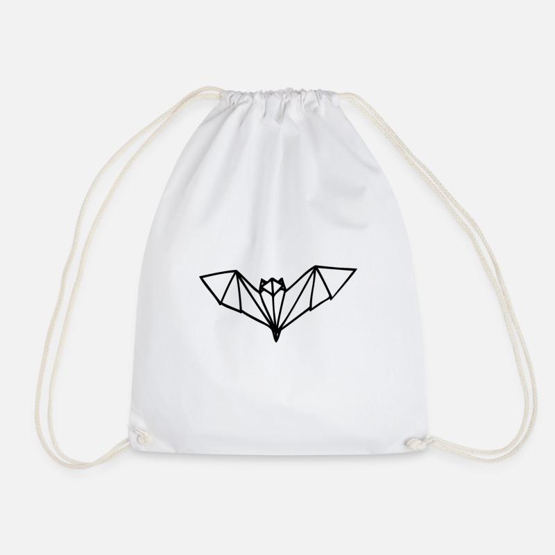 Origami bat - Drawstring Bag - white