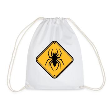 shield warning caution hazard caution zone spider - Drawstring Bag - white - Front