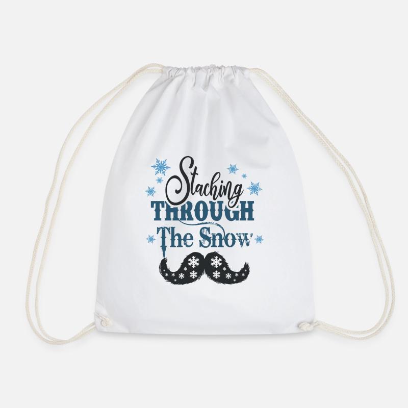 staching through the snow - Drawstring Bag - white