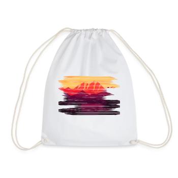 Landscape mountains painting gift idea - Drawstring Bag - white - Front