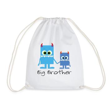 cute monster siblings, big brother - Drawstring Bag - white - Front