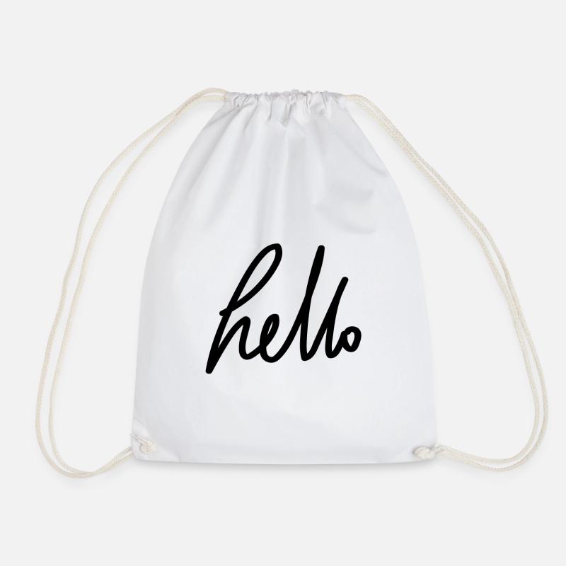 hello - handwriting - Drawstring Bag - white