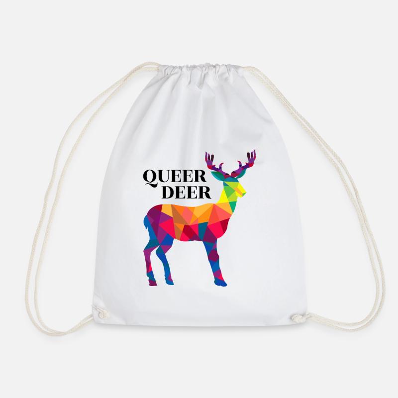 QUEER DERR - Drawstring Bag - white