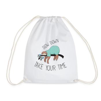 Slow Down - Take your Time. Sloths chilling ... - Drawstring Bag - white - Front