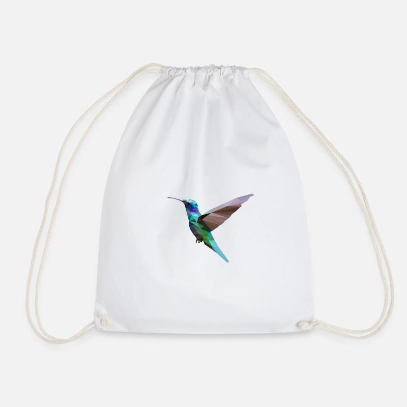 Hummingbird Polygon Hummingbird - Drawstring Bag - white