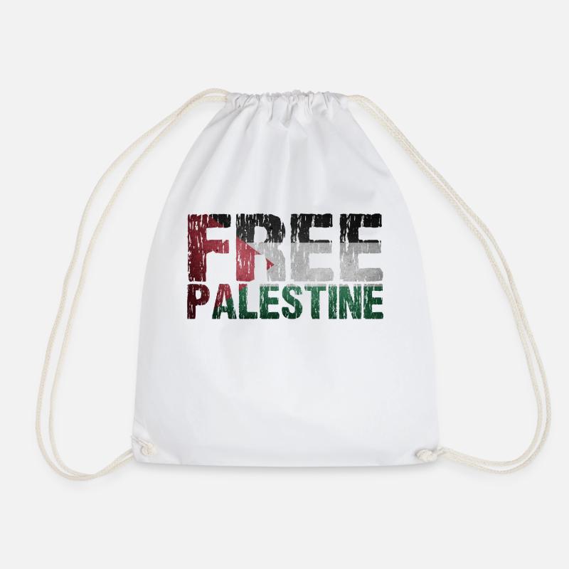 Free Palestine Flag Gift Idea Palestine - Drawstring Bag - white