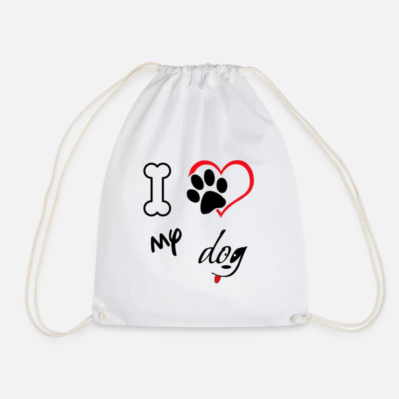 I love my dog - Drawstring Bag - white