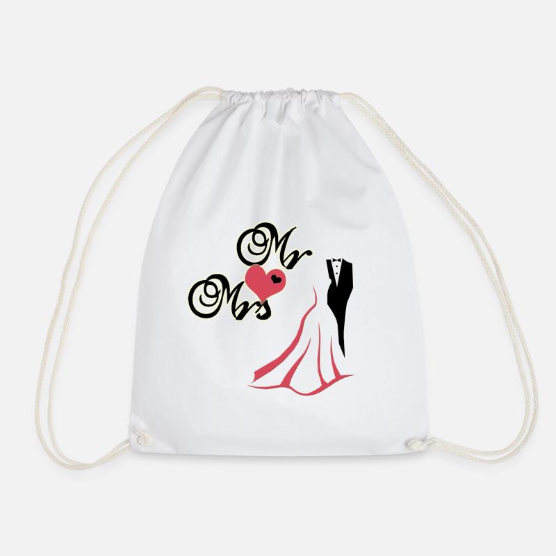 mr and mrs wedding - Drawstring Bag - white