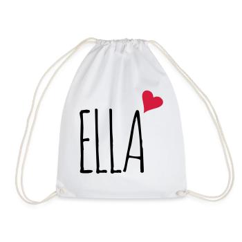 Ella love heart gift - Drawstring Bag - white - Front