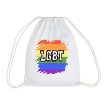 Gay Pride Shirt CSD Logo LGBT Rainbow Flag - Drawstring Bag - white - Front