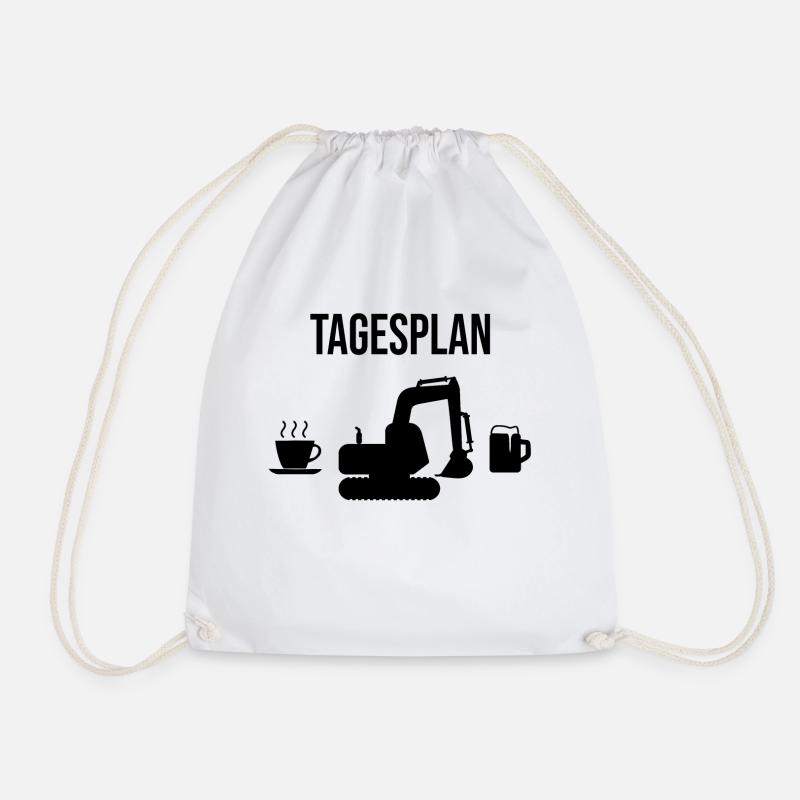 Bagger Tagesplan Geschenk - Turnbeutel - Weiß
