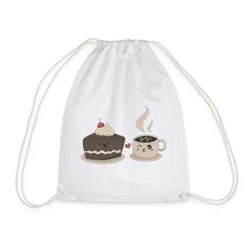 Coffee and Cake In Love Gift Kawaii Love - Drawstring Bag - white - Front