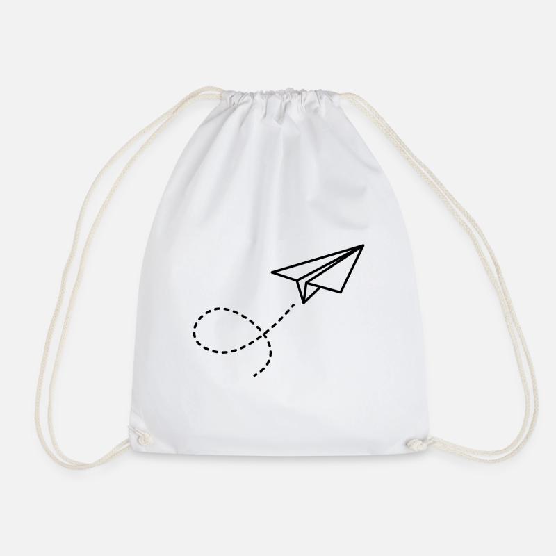 Paper airplane - Drawstring Bag - white