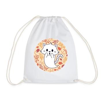 Cat spirit with autumn pattern - Drawstring Bag - white - Front