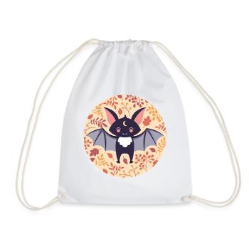 Bat with autumn pattern - Drawstring Bag - white - Front