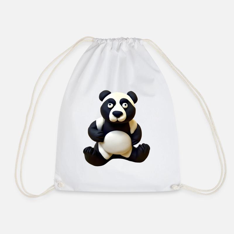 Panda made of plasticine - Drawstring Bag - white