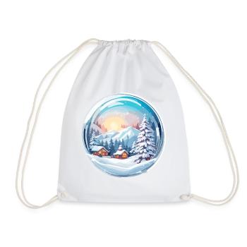 Snow Globe / Winter Magic / Snow / Souvenir - Drawstring Bag - white - Front