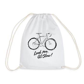 Look Pro Go Slow - Design for the Cyclist - Drawstring Bag - white - Front