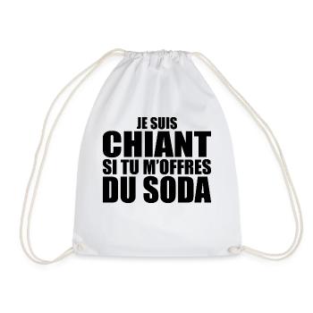 Man who adores: Soda. Funny Design Humor - Drawstring Bag - white - Front