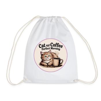 Katze und Kaffee ist alles was ich brauche - Turnbeutel - Weiß - Vorne