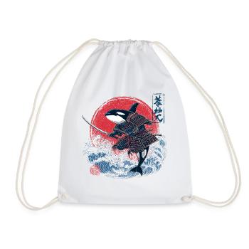 Orca Samurai Design – Killerwal mit Katana - Turnbeutel - Weiß - Vorne