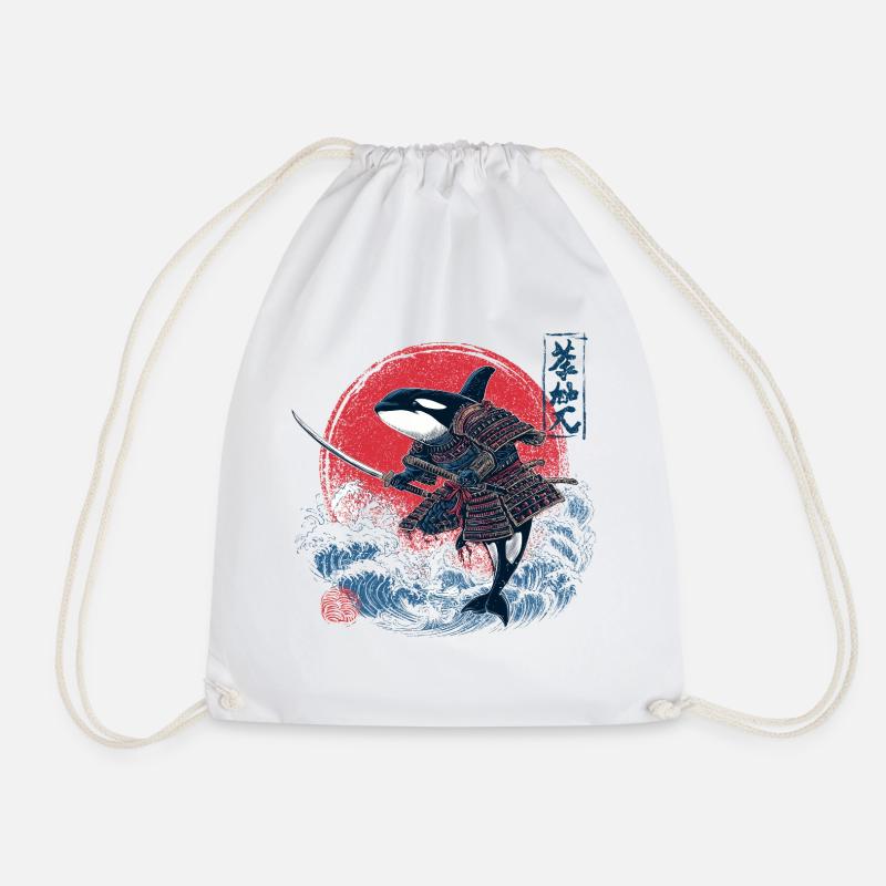 Orca Samurai Design – Killerwal mit Katana - Turnbeutel - Weiß