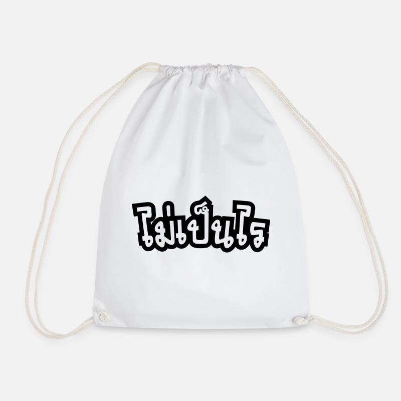 It's OK ♦ Mai Pen Rai in Thai Language Script ♦ - Drawstring Bag - white