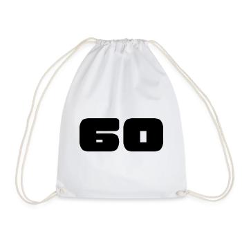 60. 60 YEARS. 60TH ANNIVERSARY. BIRTHDAY 60 YEARS. - Drawstring Bag - white - Front