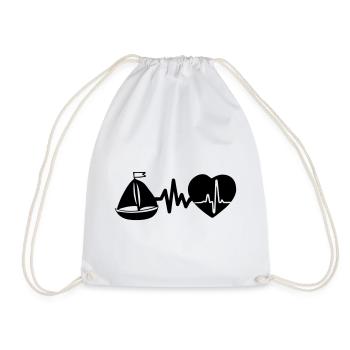 Sailing is life, heartbeat for captain and sailor - Drawstring Bag - white - Front