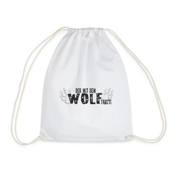 Wolf Dances Dancing with the Wolf - Drawstring Bag - white - Front