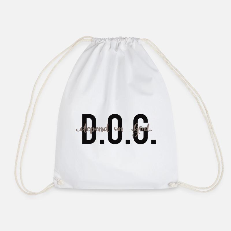 D.O.G. - Depend on God. - Drawstring Bag - white