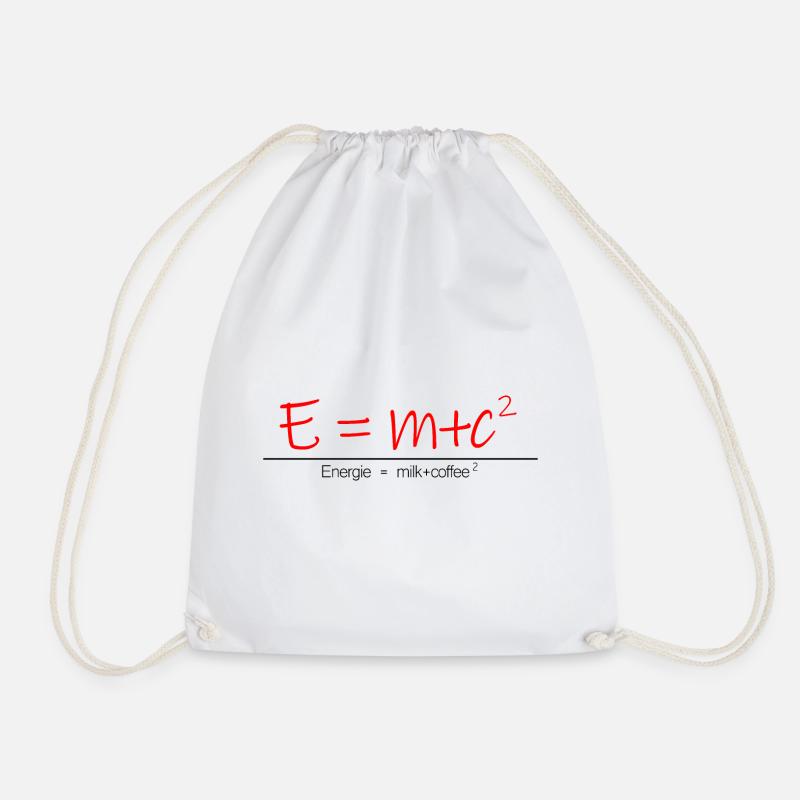 Energy = Milk + Caffee Coffee Coffee Bean - Drawstring Bag - white