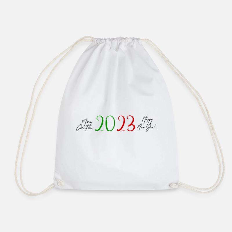 Merry Christmas and Happy New Year - Drawstring Bag - white