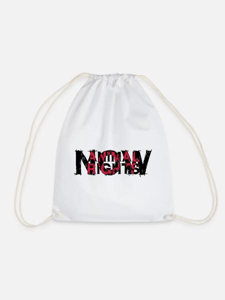 ANIMAL RIGHTS NOW_03 - Drawstring Bag - white