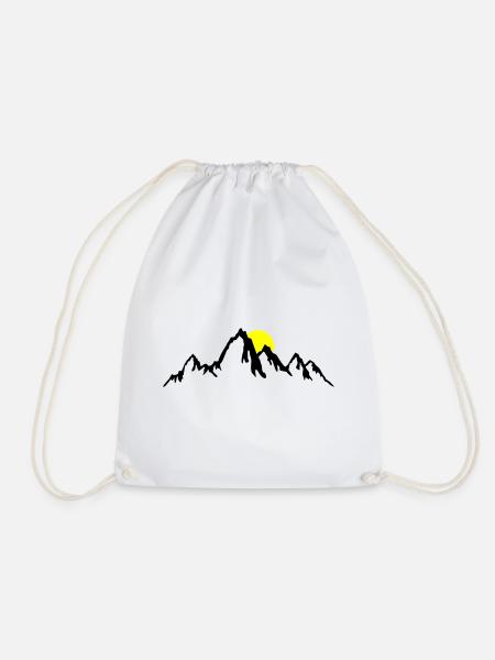Berge, Berg und Sonne - Turnbeutel - Weiß
