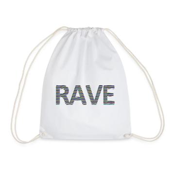 Rave lettering Trippin Lines raving neon black - Drawstring Bag - white - Front