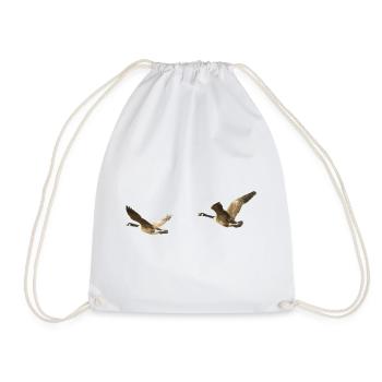 Canada Geese in Flight Photography - Drawstring Bag - white - Front