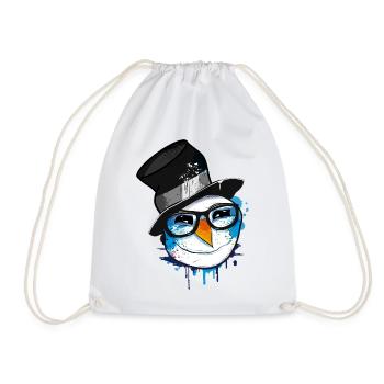 Schneemann mit Nerd Brille - Turnbeutel - Weiß - Vorne