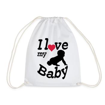 J’aime mon bébé, mon enfant, ma naissance, mes parents, mon cadeau - Sac de sport léger - blanc - Devant