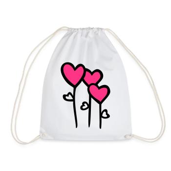 fleurs de coeur - Sac de sport léger - blanc - Devant